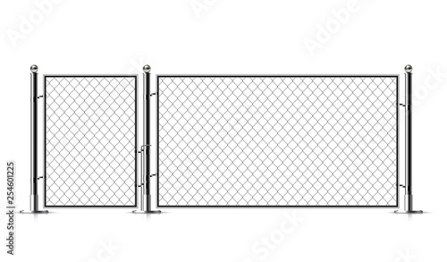 Realistic metal chain link fence.