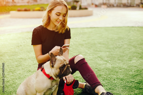 girl with pug
