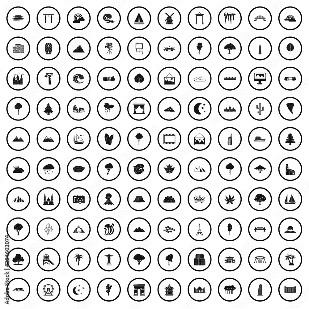 100 view icons set in simple style for any design vector illustration