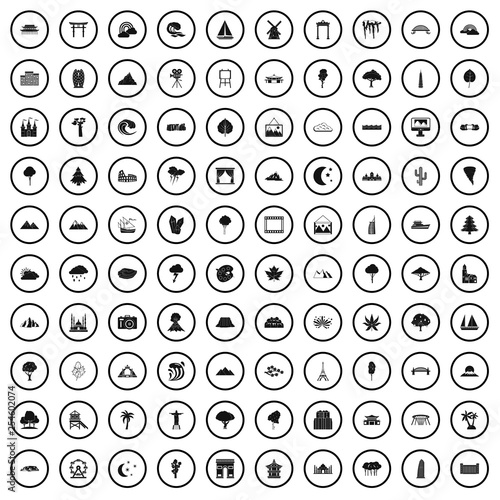 100 view icons set in simple style for any design vector illustration