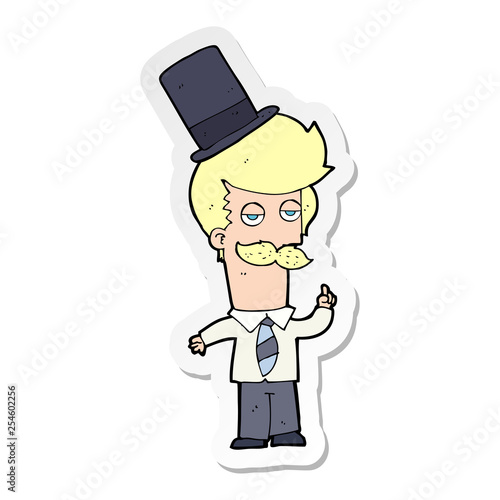sticker of a cartoon man wearing top hat