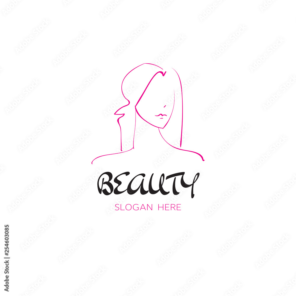 attractive woman young girl hand drawn portrait hair or beauty salon poster sketch doodle copy space white background attractive woman young girl hand drawn portrait hair or beauty salon poster sketch doodle copy space white background