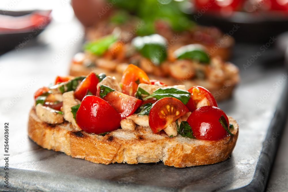 Assortment of traditional Italian bruschettas Assortment of traditional Italian bruschettas