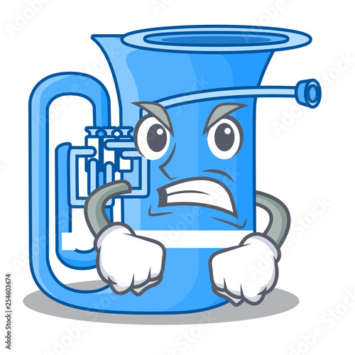 Angry tuba in the shape funny cartoon