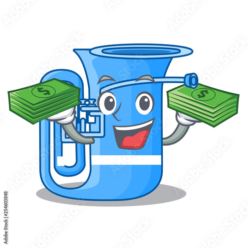 With money bag tuba in the shape funny cartoon