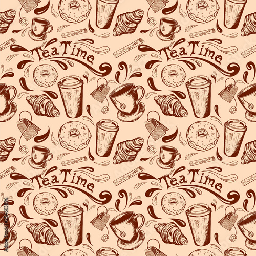 Seamless pattern tea time