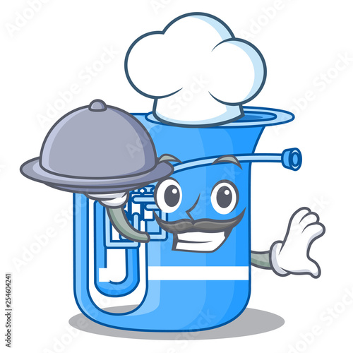 Chef with food tuba in the shape funny cartoon