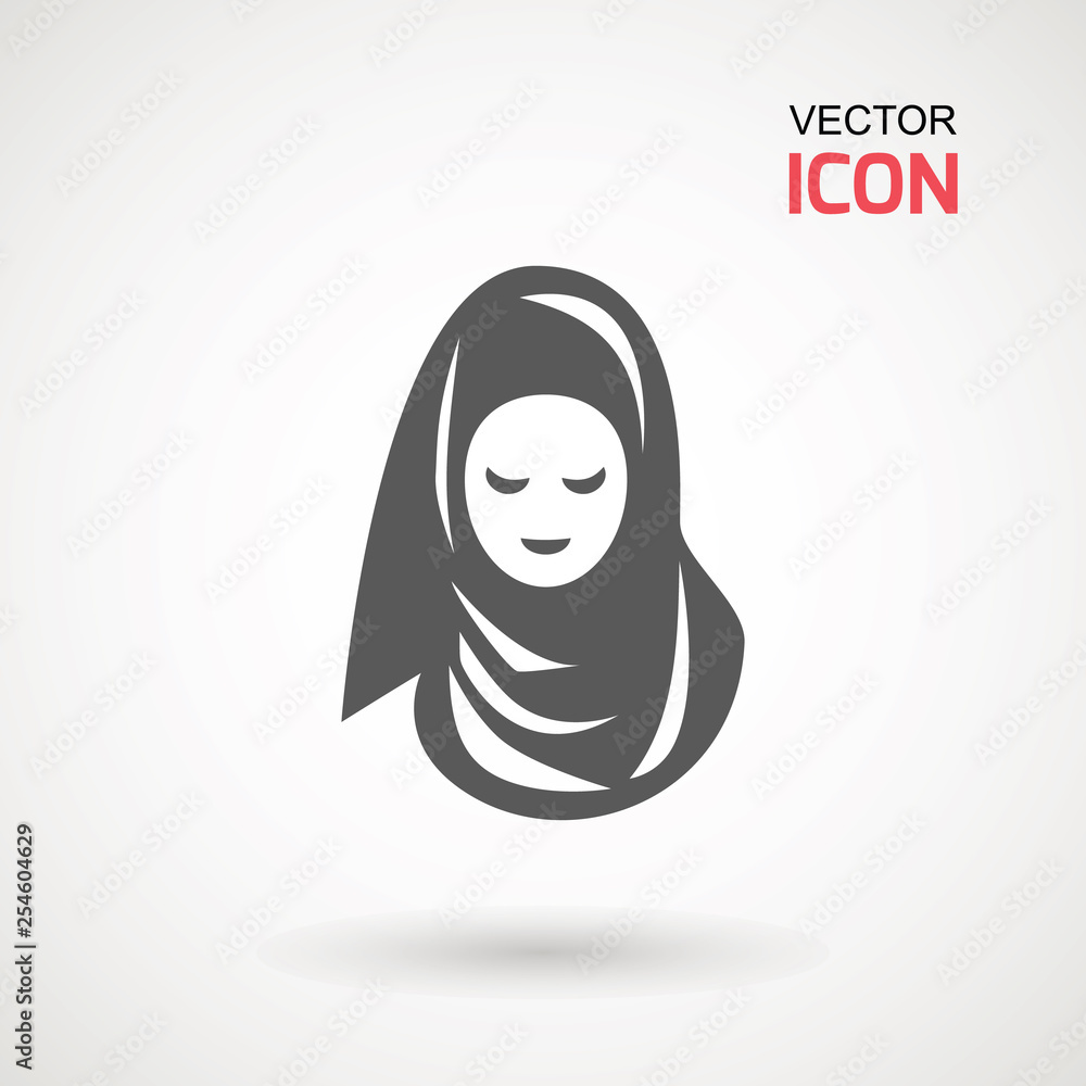 Women wearing hijab icon. Avatar icon in flat style. Muslim woman ...