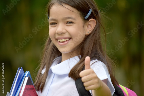 Happy Catholic Asian Female Student School Girl With Books