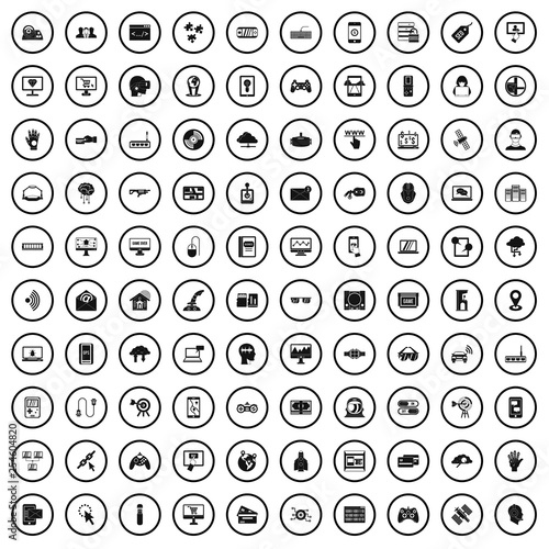 100 virtual icons set in simple style for any design vector illustration