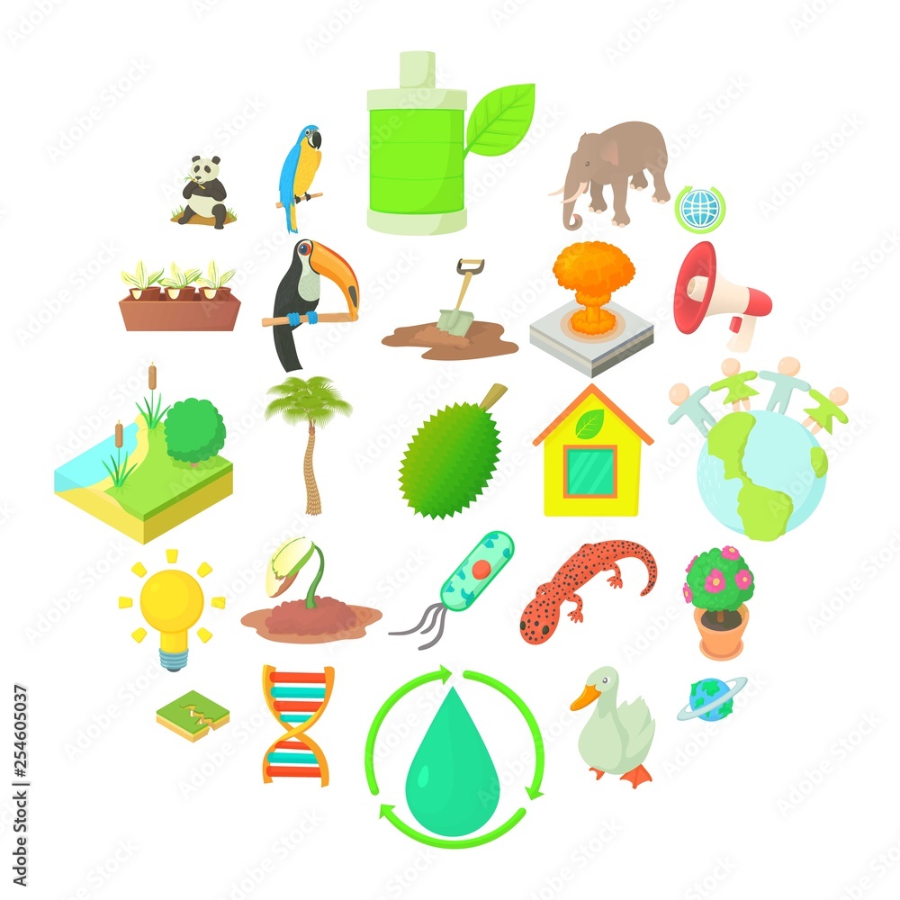 Biology icons set. Cartoon set of 25 biology vector icons for web isolated  on white background Stock Vector | Adobe Stock