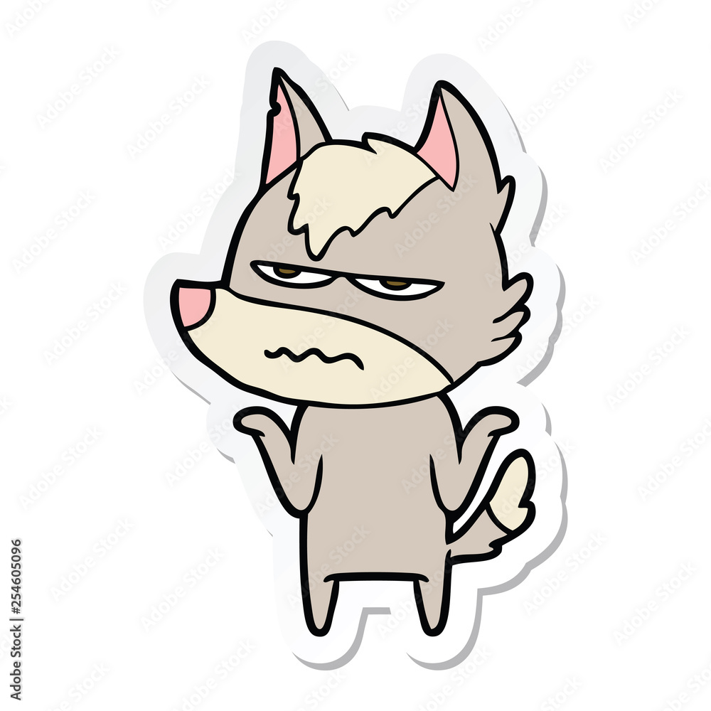 sticker of a cartoon annoyed wolf sticker of a cartoon annoyed wolf