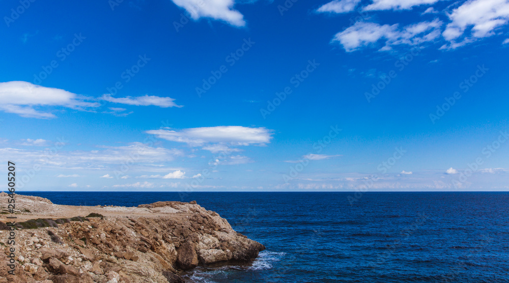 Beautiful sea shore in Cyprus. A view of a sea shore in Kavo Greko nenar Aiya Napa, Cyprus Beautiful sea shore in Cyprus. A view of a sea shore in Kavo Greko nenar Aiya Napa, Cyprus