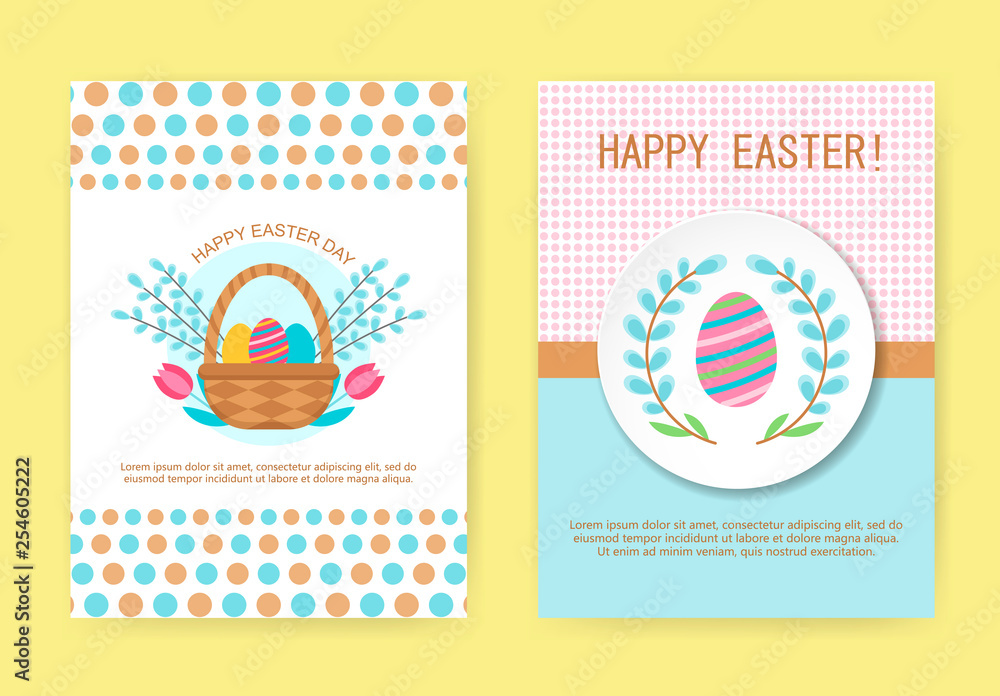 Fototapeta premium Happy Easter greeting cards.