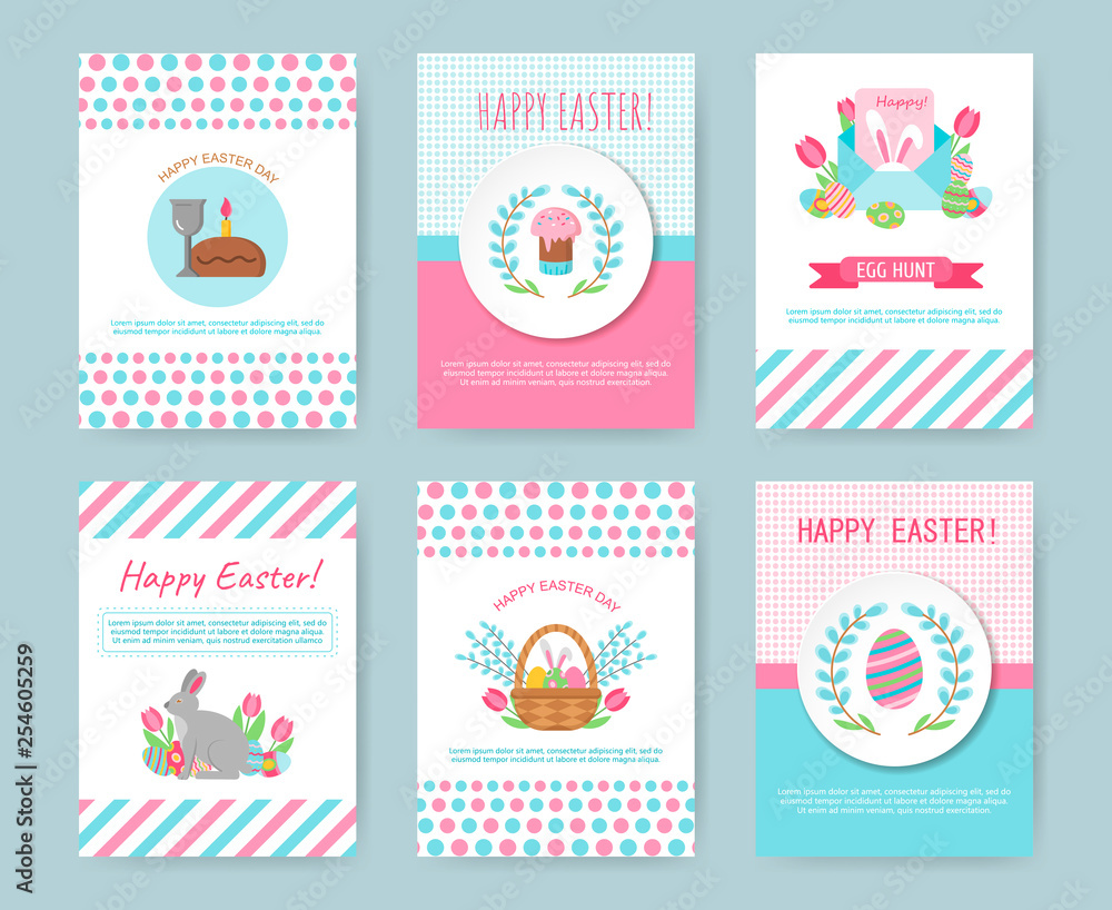 Set of Easter greeting cards.