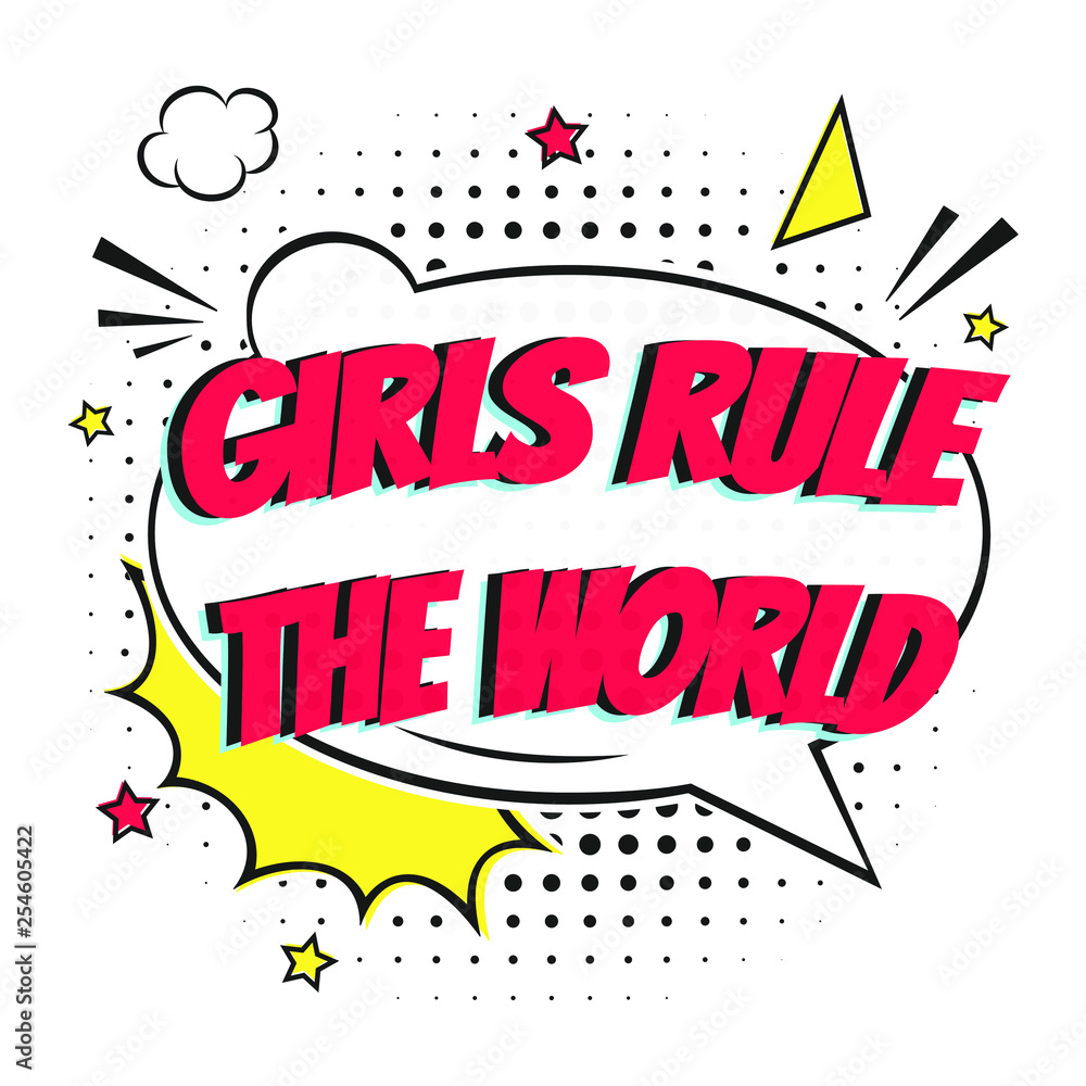 Comic Lettering GIRLS RULE In The Speech Bubbles Comic Style Flat Design. Dynamic Pop Art Vector Illustration Isolated On White Background. Exclamation Concept Of Comic Book Style Pop Art Voice Phrase Comic Lettering GIRLS RULE In The Speech Bubbles Comic Style Flat Design. Dynamic Pop Art Vector Illustration Isolated On White Background. Exclamation Concept Of Comic Book Style Pop Art Voice Phrase