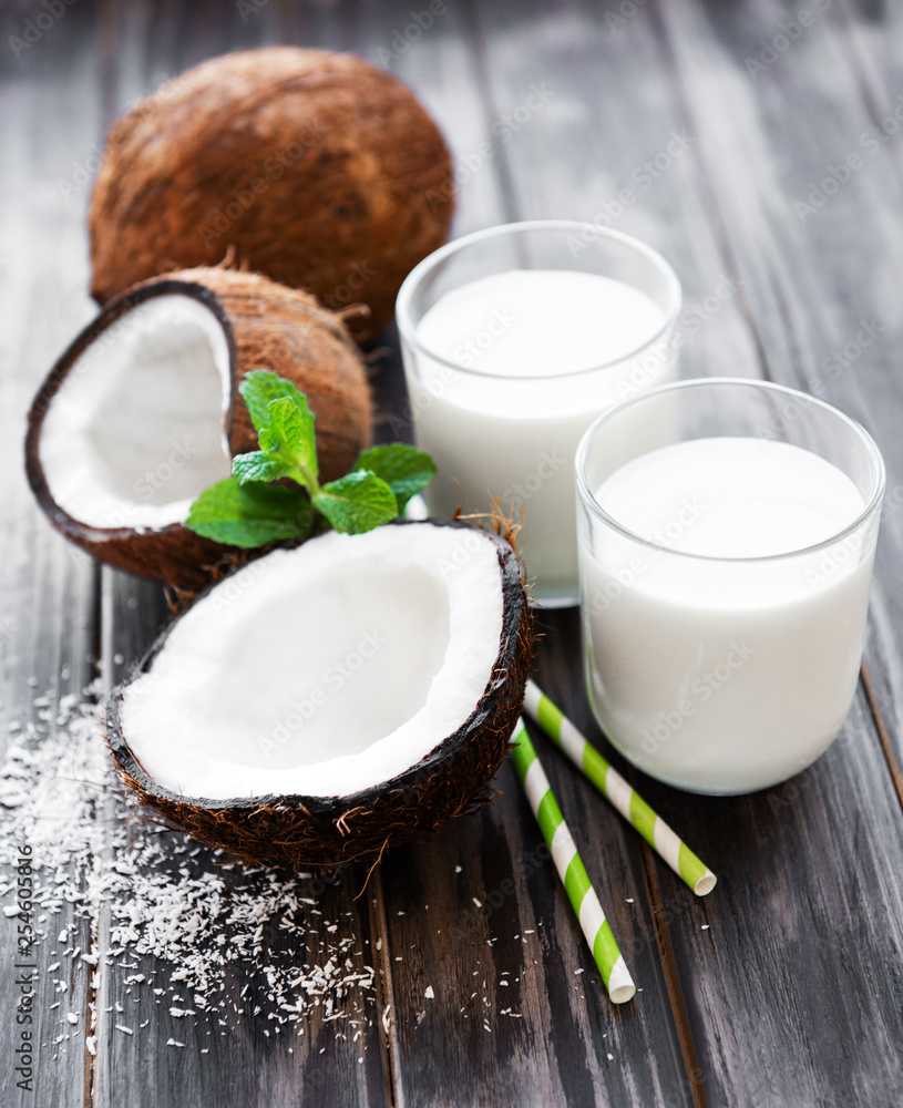 Milk and coconut Milk and coconut