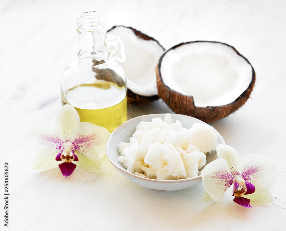 Fresh coconut oil and spa ingredients