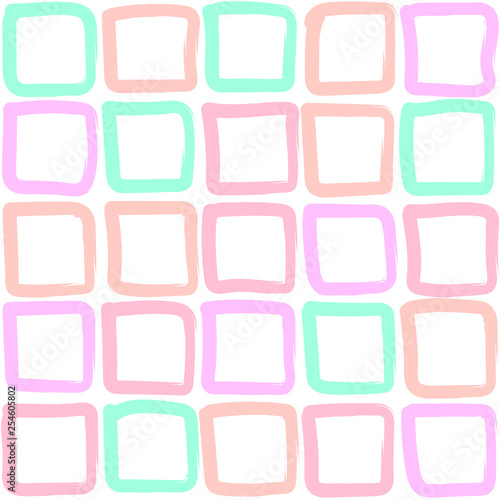 Multicolored hand-drawn squares of irregular shape - seamless pattern (tile) of 5x5 elements. Uneven shapes. Calm color. For paper, textile as background or texture. photo