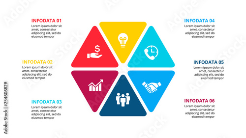 Vector hexagon infographic with 6 options for presentation