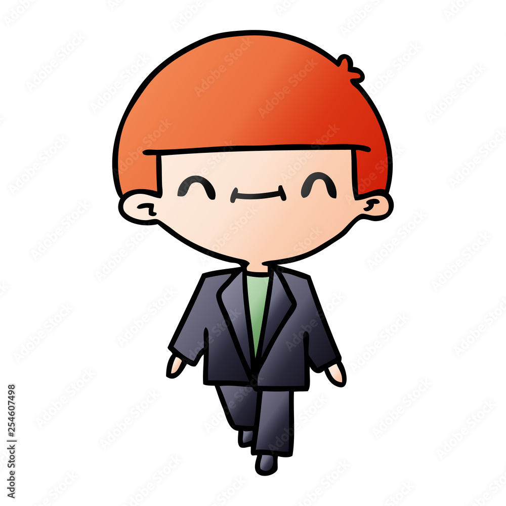 gradient cartoon of cute kawaii boy in suit gradient cartoon of cute kawaii boy in suit