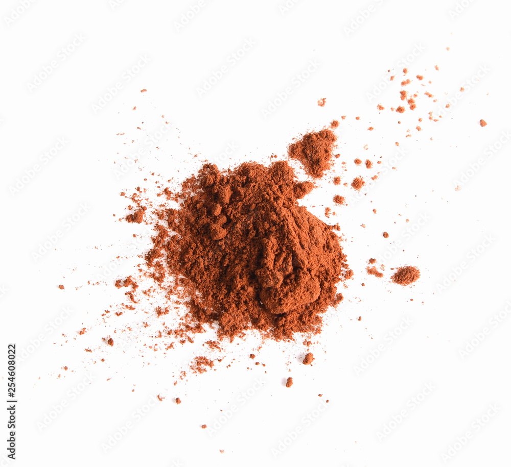 Cocoa powder on white background Cocoa powder on white background