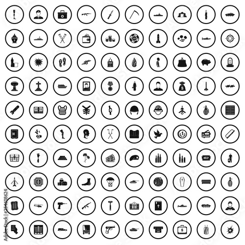 100 war crimes icons set in simple style for any design vector illustration