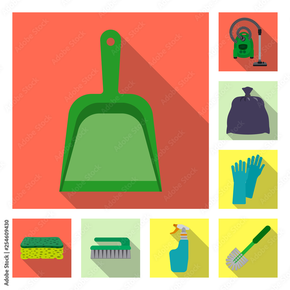 Vector illustration of cleaning and service logo. Set of cleaning and household stock vector illustration. Vector illustration of cleaning and service logo. Set of cleaning and household stock vector illustration.