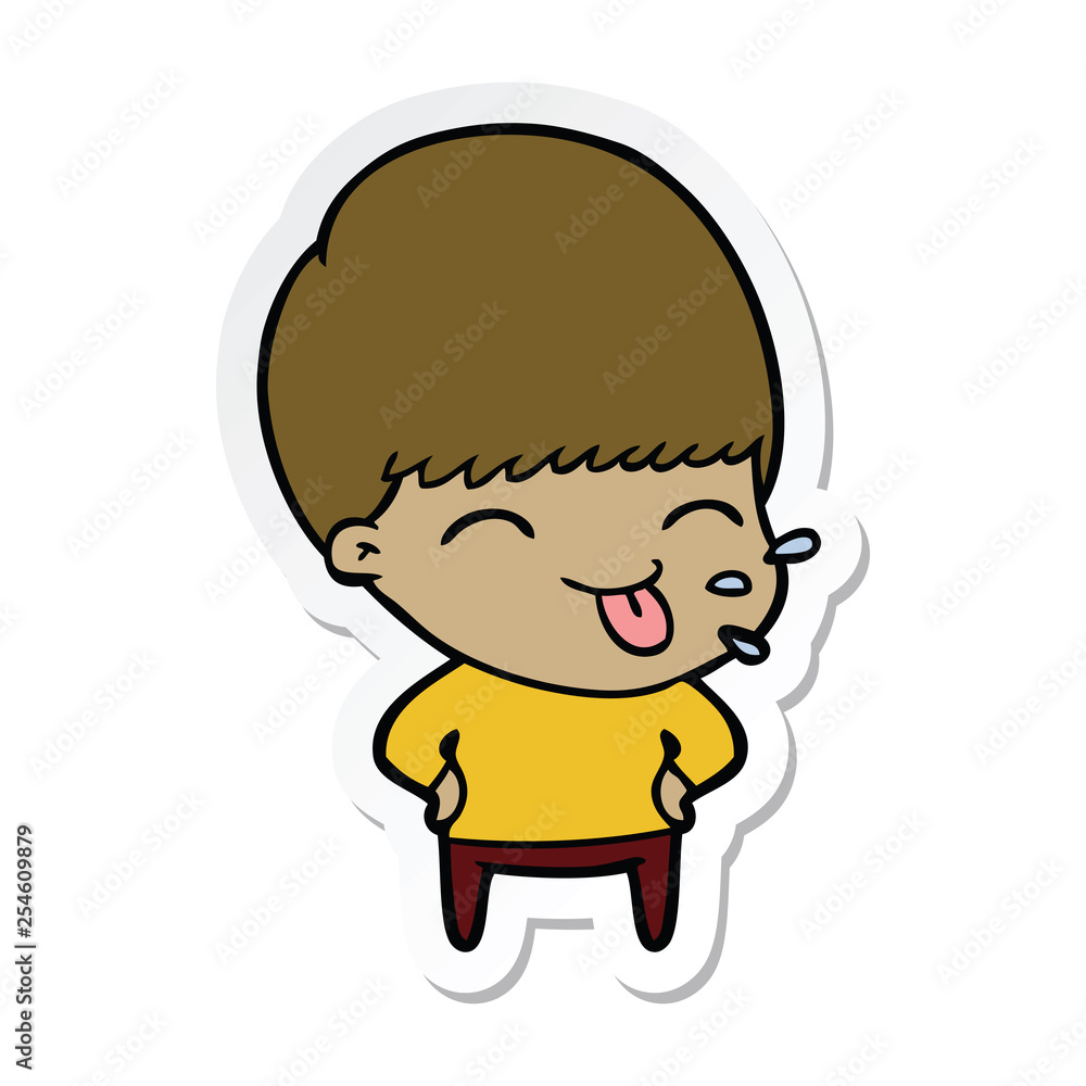 sticker of a funny cartoon boy sticker of a funny cartoon boy
