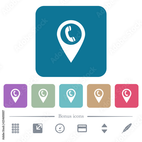 Free Download Call box GPS map location flat icons on color rounded square backgrounds - GFXLoad