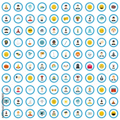 100 feeling icons set in flat style for any design vector illustration
