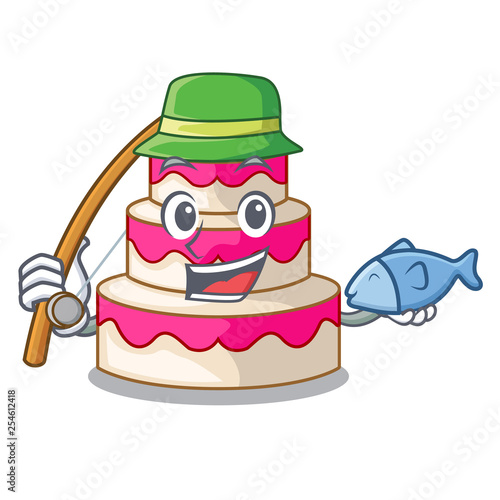 Fishing wedding cake in a cartoon fridge