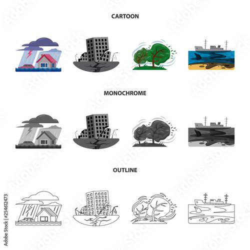 Vector design of natural and disaster logo. Collection of natural and risk stock vector illustration.