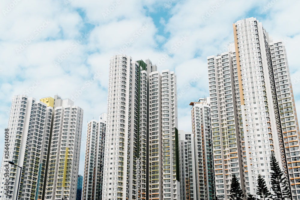 Fototapeta Residential buildings in Hong Kong