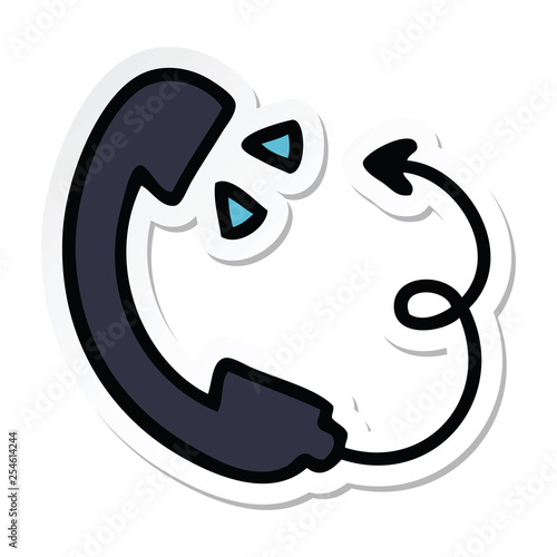 sticker of a cute cartoon telephone handset