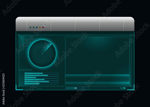 Concept of futuristic display with radar.