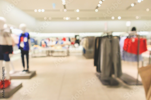Abstract blur clothing boutique store display interior of shopping mall background