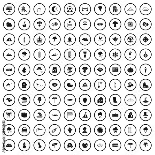 100 weather condition icons set in simple style for any design vector illustration