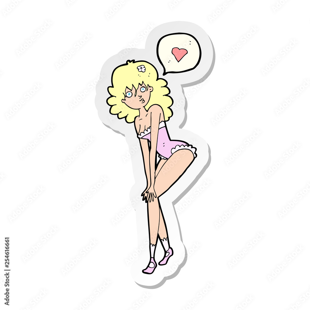 sticker of a cartoon pin up woman sticker of a cartoon pin up woman