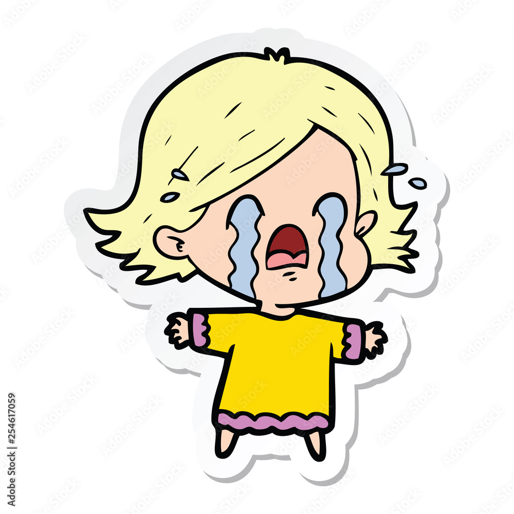 Fototapeta premium sticker of a cartoon woman crying