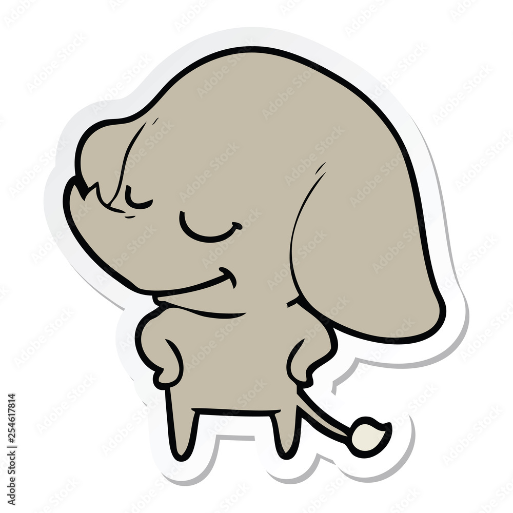 sticker of a cartoon smiling elephant sticker of a cartoon smiling elephant