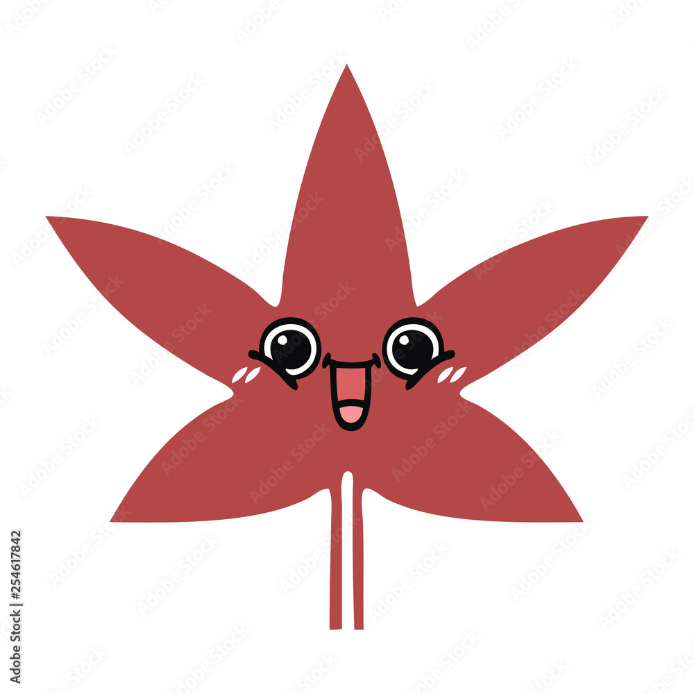 flat color retro cartoon autumnal leaf flat color retro cartoon autumnal leaf