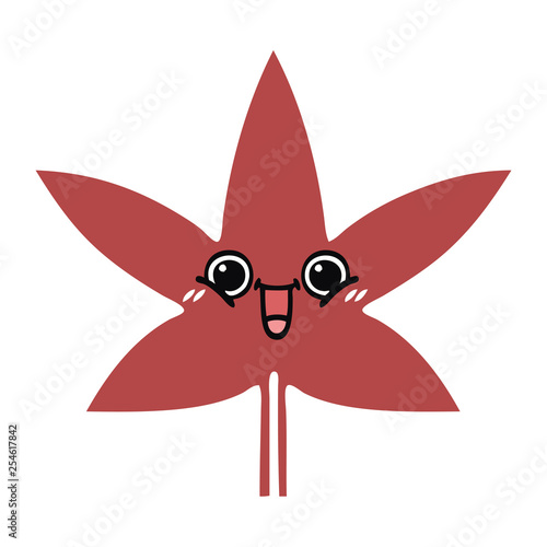 flat color retro cartoon autumnal leaf