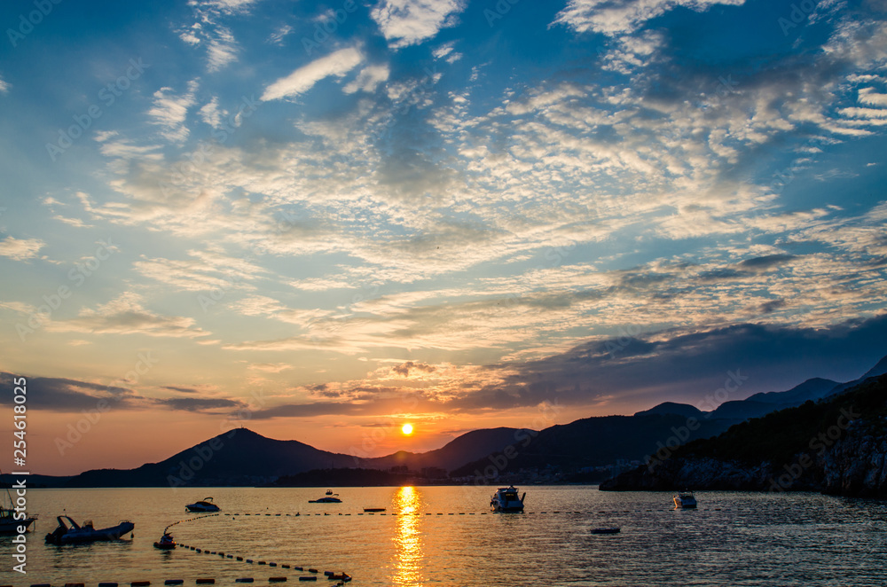 Sunset in the bay, Montenegro