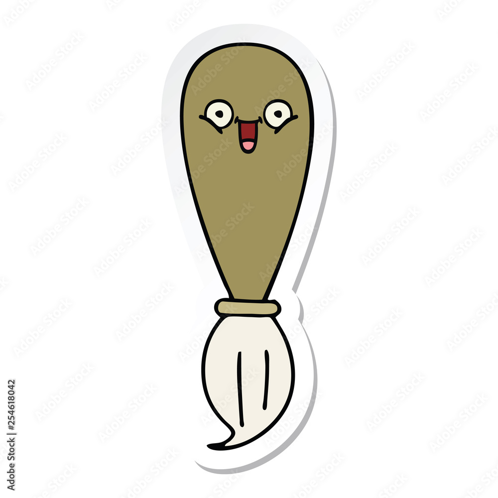Fototapeta premium sticker of a cute cartoon paint brush