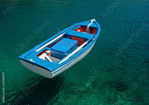 Old Blue and White Rowing Boat