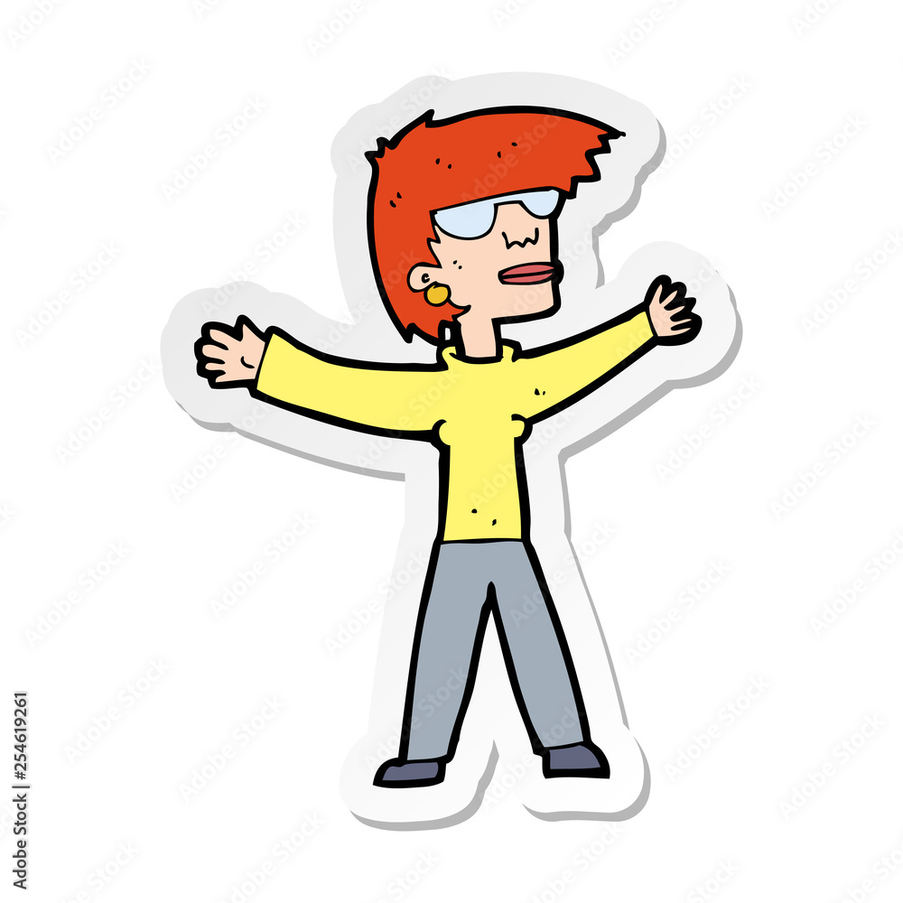 sticker of a cartoon woman wearing glasses sticker of a cartoon woman wearing glasses