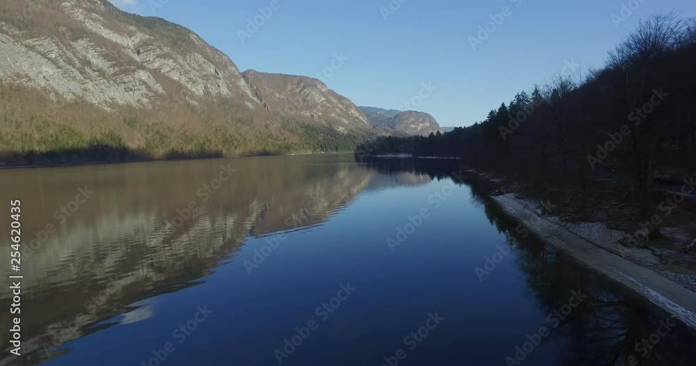 Aerial shot about lake Bohinj, Bohinjsko jezero,Bohinj Valley, Slovenia Aerial shot about lake Bohinj, Bohinjsko jezero,Bohinj Valley, Slovenia