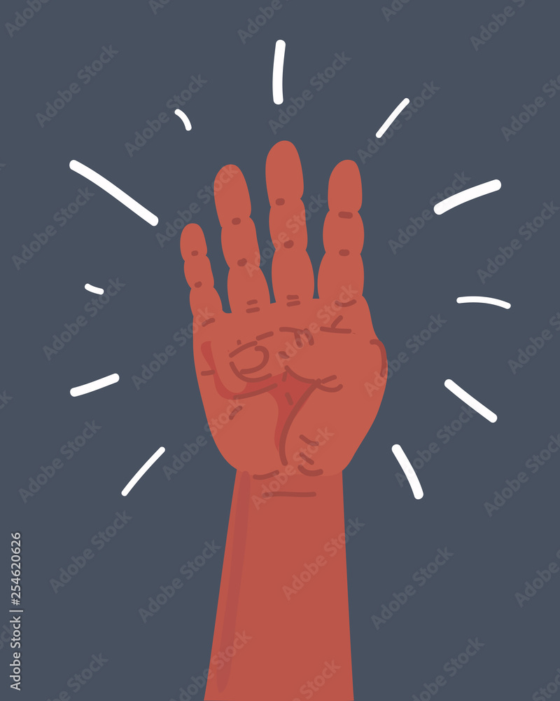 Fototapeta premium Four fingers gesture on dark.