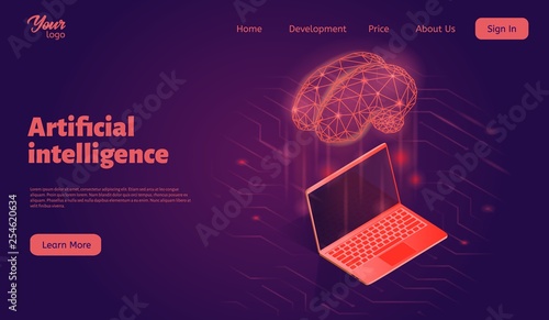 Artificial intelligence system landing web page template.